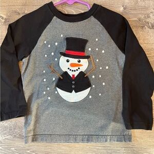 Gymboree embroidered Snowman Long Sleeve Tee - Black and Gray